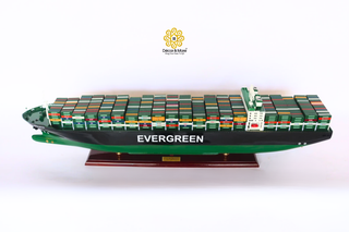 EVERGREEN Container Ship Model 103cm – Personalized Handcrafted Wooden Display