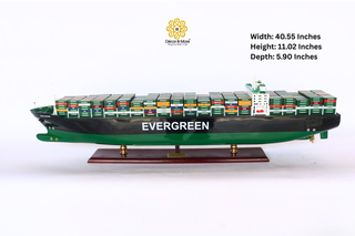 EVERGREEN Container Ship Model 103cm – Personalized Handcrafted Wooden Display