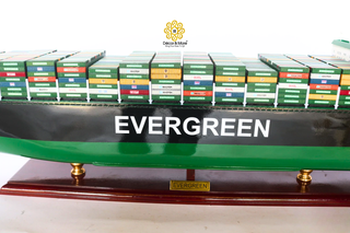 EVERGREEN Container Ship Model 103cm – Personalized Handcrafted Wooden Display
