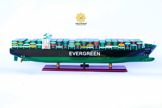 EVERGREEN Container Ship Model 103cm – Personalized Handcrafted Wooden Display