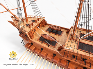GOKE Japanese Wooden Boat Model - Traditional Maritime Art & Feng Shui Décor