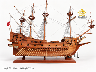 GOKE Japanese Wooden Boat Model - Traditional Maritime Art & Feng Shui Décor