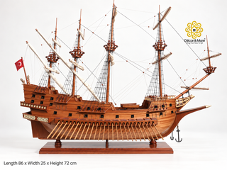 GOKE Japanese Wooden Boat Model - Traditional Maritime Art & Feng Shui Décor