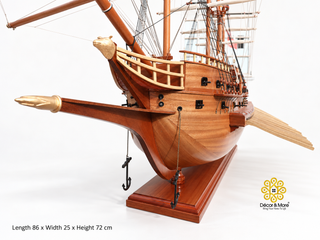 GOKE Japanese Wooden Boat Model - Traditional Maritime Art & Feng Shui Décor