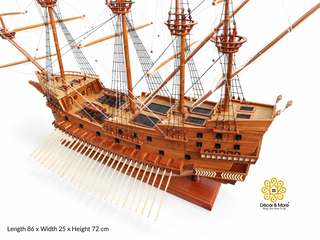 GOKE Japanese Wooden Boat Model - Traditional Maritime Art & Feng Shui Décor