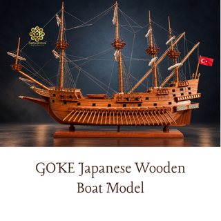 GOKE Japanese Wooden Boat Model - Traditional Maritime Art & Feng Shui Décor