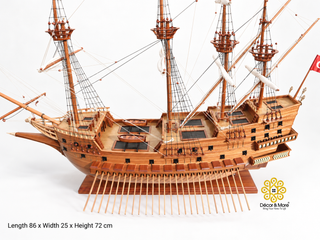 GOKE Japanese Wooden Boat Model - Traditional Maritime Art & Feng Shui Décor