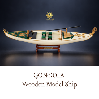 GONDOLA Wooden Model Ship 62cm - Cream Painted Vintage Nautical Display