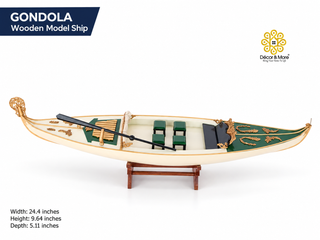 GONDOLA Wooden Model Ship 62cm - Cream Painted Vintage Nautical Display