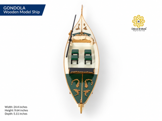 GONDOLA Wooden Model Ship 62cm - Cream Painted Vintage Nautical Display