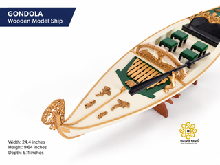 GONDOLA Wooden Model Ship 62cm - Cream Painted Vintage Nautical Display