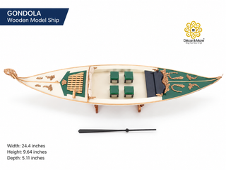 GONDOLA Wooden Model Ship 62cm - Cream Painted Vintage Nautical Display
