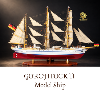 GORCH FOCK II Model Ship 80cm - Handcrafted Wooden Sailing Ship Display
