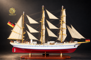 GORCH FOCK II Model Ship 80cm - Handcrafted Wooden Sailing Ship Display
