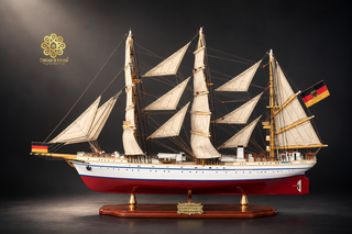 GORCH FOCK II Model Ship 80cm - Handcrafted Wooden Sailing Ship Display