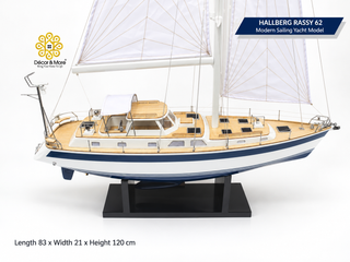 HALLBERG-RASSY 62 Wooden Sailing Yacht Model - 83cm (32.68") Handcrafted Luxury Yacht Décor