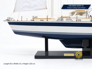HALLBERG-RASSY 62 Wooden Sailing Yacht Model - 83cm (32.68") Handcrafted Luxury Yacht Décor