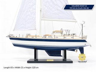 HALLBERG-RASSY 62 Wooden Sailing Yacht Model - 83cm (32.68") Handcrafted Luxury Yacht Décor