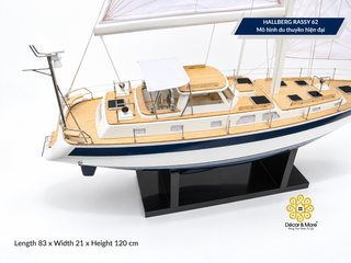 HALLBERG-RASSY 62 Wooden Sailing Yacht Model - 83cm (32.68") Handcrafted Luxury Yacht Décor