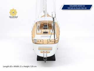 HALLBERG-RASSY 62 Wooden Sailing Yacht Model - 83cm (32.68") Handcrafted Luxury Yacht Décor