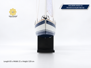 HALLBERG-RASSY 62 Wooden Sailing Yacht Model - 83cm (32.68") Handcrafted Luxury Yacht Décor