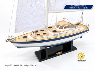 HALLBERG-RASSY 62 Wooden Sailing Yacht Model - 83cm (32.68") Handcrafted Luxury Yacht Décor