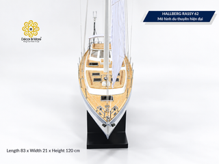 HALLBERG-RASSY 62 Wooden Sailing Yacht Model - 83cm (32.68") Handcrafted Luxury Yacht Décor