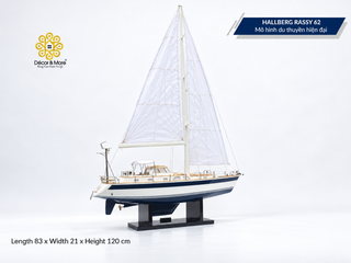 HALLBERG-RASSY 62 Wooden Sailing Yacht Model - 83cm (32.68") Handcrafted Luxury Yacht Décor