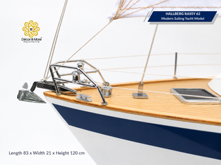 HALLBERG-RASSY 62 Wooden Sailing Yacht Model - 83cm (32.68") Handcrafted Luxury Yacht Décor