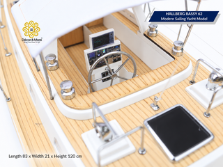 HALLBERG-RASSY 62 Wooden Sailing Yacht Model - 83cm (32.68") Handcrafted Luxury Yacht Décor