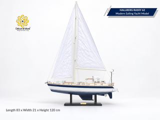 HALLBERG-RASSY 62 Wooden Sailing Yacht Model - 83cm (32.68") Handcrafted Luxury Yacht Décor