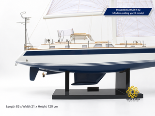 HALLBERG-RASSY 62 Wooden Sailing Yacht Model - 83cm (32.68") Handcrafted Luxury Yacht Décor
