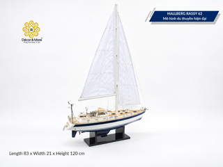 HALLBERG-RASSY 62 Wooden Sailing Yacht Model - 83cm (32.68") Handcrafted Luxury Yacht Décor
