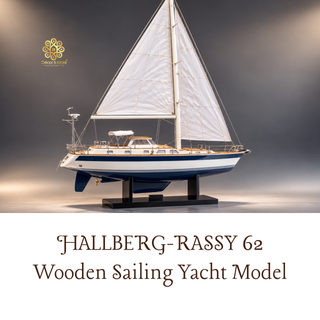 HALLBERG-RASSY 62 Wooden Sailing Yacht Model - 83cm (32.68") Handcrafted Luxury Yacht Décor