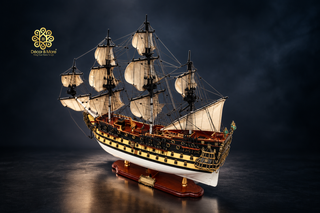 HMS Prince Painted Tall Ship Model 94cm - Handcrafted Wooden Warship Replica