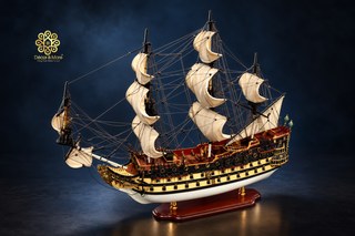 HMS Prince Painted Tall Ship Model 94cm - Handcrafted Wooden Warship Replica