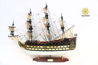 HMS Prince Painted Tall Ship Model 94cm - Handcrafted Wooden Warship Replica