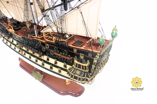 HMS Prince Painted Tall Ship Model 94cm - Handcrafted Wooden Warship Replica