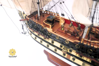HMS Prince Painted Tall Ship Model 94cm - Handcrafted Wooden Warship Replica