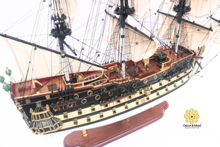 HMS Prince Painted Tall Ship Model 94cm - Handcrafted Wooden Warship Replica