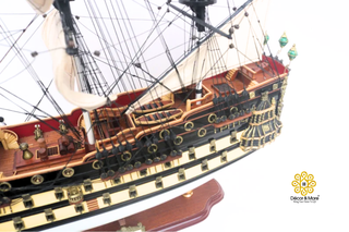 HMS Prince Painted Tall Ship Model 94cm - Handcrafted Wooden Warship Replica