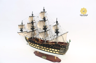 HMS Prince Painted Tall Ship Model 94cm - Handcrafted Wooden Warship Replica