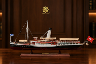 Hohentwiel Paddle Steamer Wooden Ship Model 74cm - Handcrafted Nautical Collectible