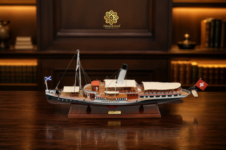Hohentwiel Paddle Steamer Wooden Ship Model 74cm - Handcrafted Nautical Collectible