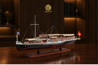 Hohentwiel Paddle Steamer Wooden Ship Model 74cm - Handcrafted Nautical Collectible