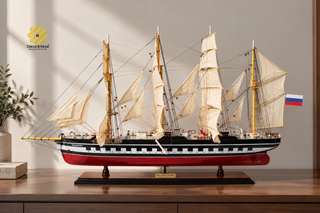 KRUSENSTERN Model Ship 92cm - Handcrafted Wooden Sailing Ship Display