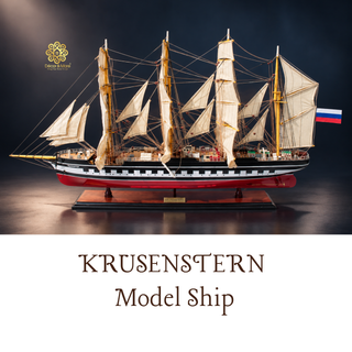 KRUSENSTERN Model Ship 92cm - Handcrafted Wooden Sailing Ship Display