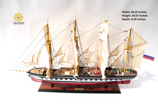 KRUSENSTERN Model Ship 92cm - Handcrafted Wooden Sailing Ship Display