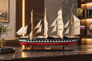 KRUSENSTERN Model Ship 92cm - Handcrafted Wooden Sailing Ship Display