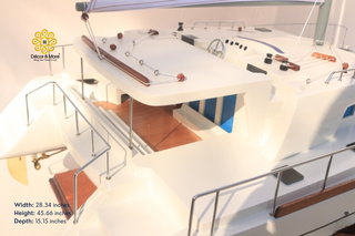 Lagoon 500 Catamaran Yacht Model 72cm - Handcrafted Natural Wood Sailing Yacht Display